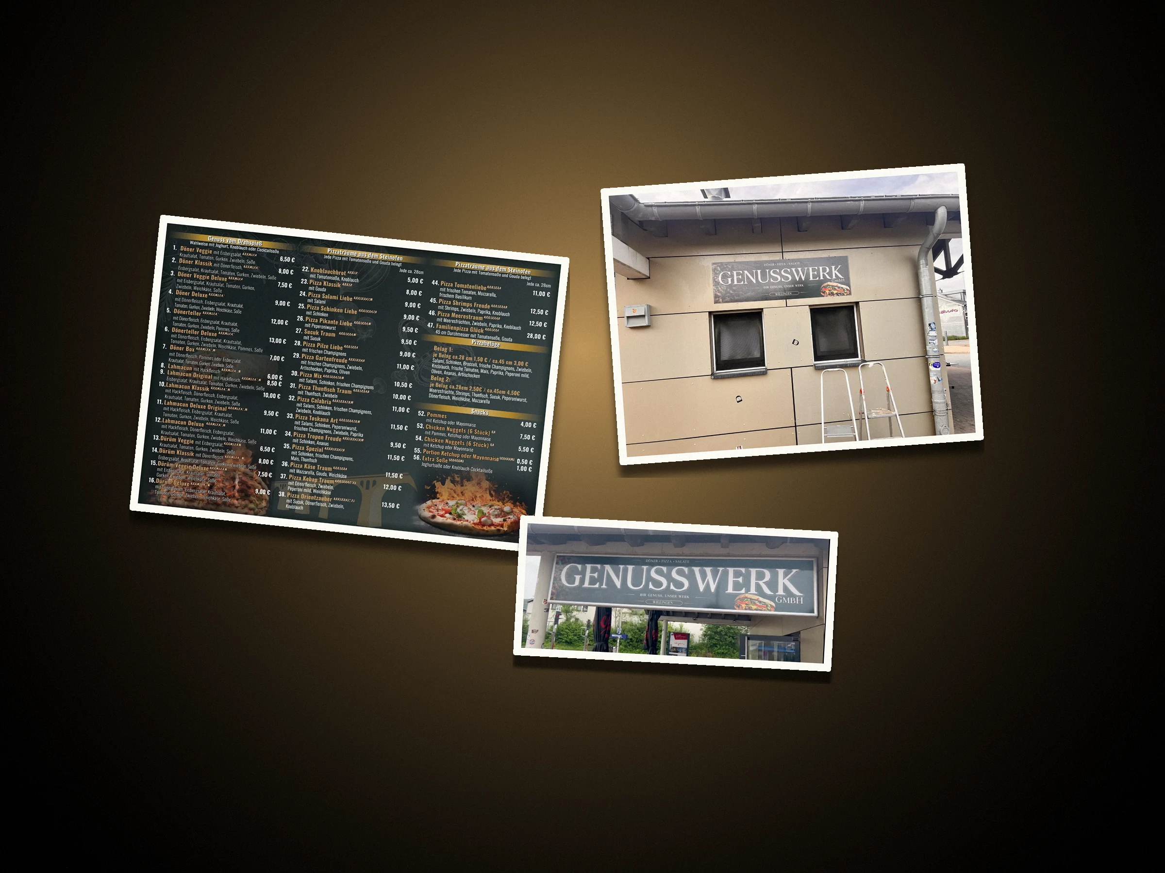 Genusswerk – Fassade, Schild und Karte